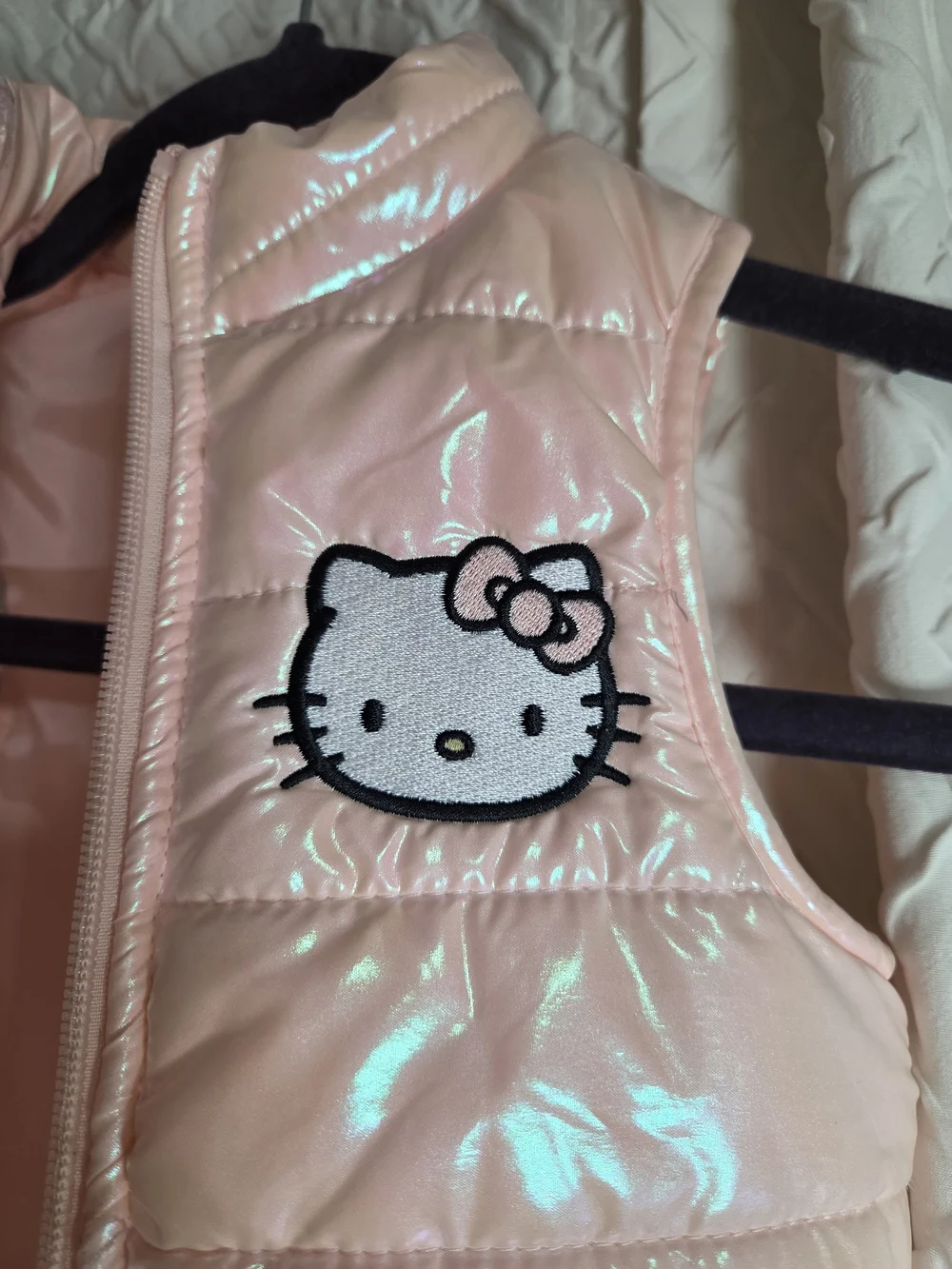 Hello Kitty Shiny Light Pink Quilted Kids Vest